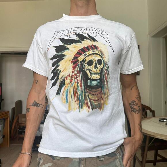 Rare 2013 Kanye Yeezus Tour Indian Chief Graphic Tee Shirt - Picture 6 of 8